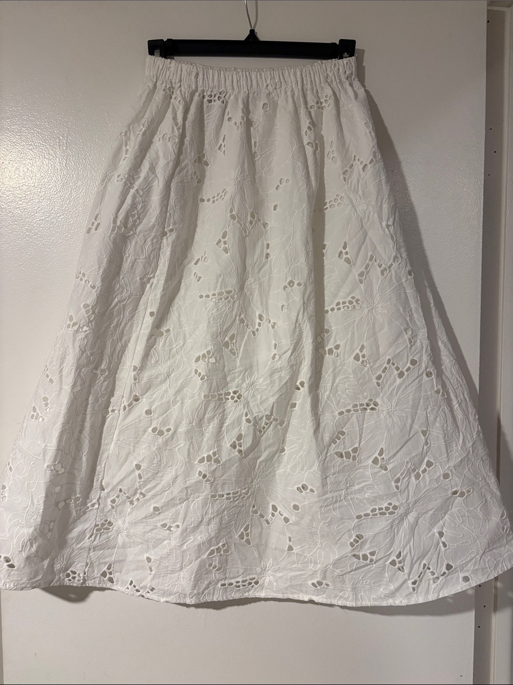 H&M White Eyelet A-Line Maxi Skirt